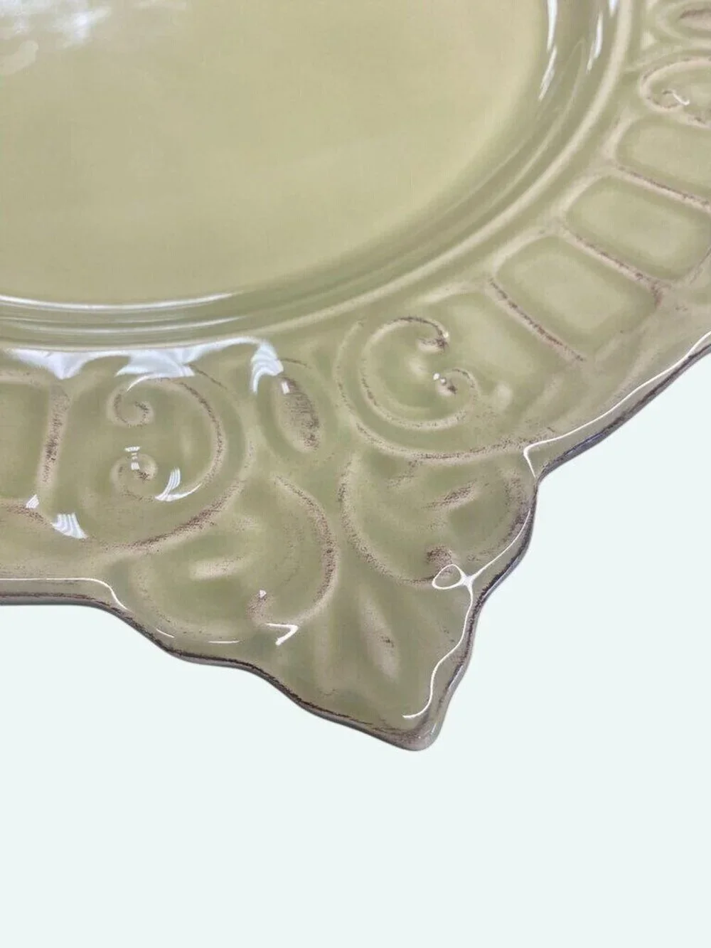 Vintage Sage Green Matceramica Dinner Plate Made in Portugal